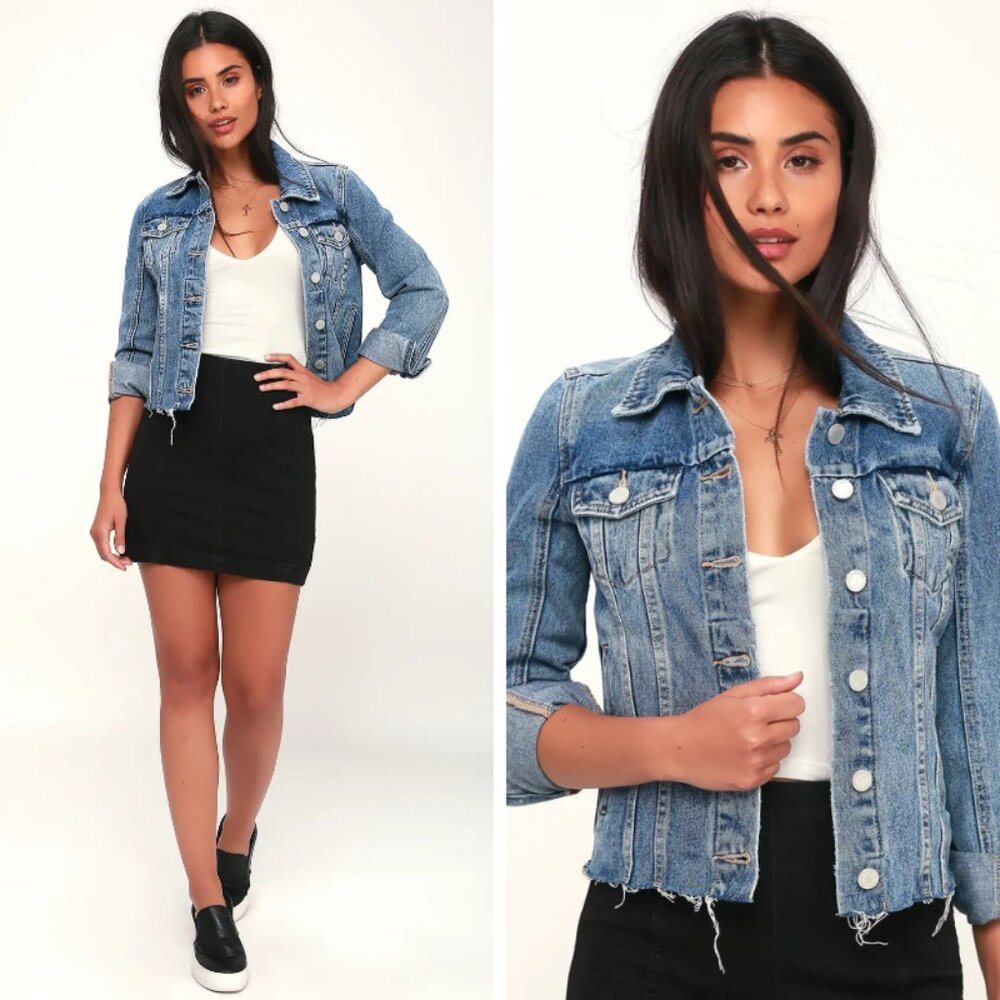 Blank NYC Traffic Jam Light Wash Raw Hem Denim Jacket